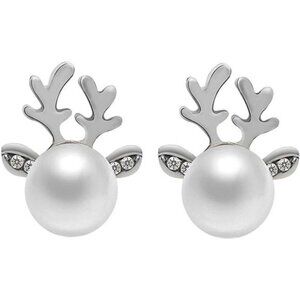 Christmas Reindeer Earrings | Sparkling Holiday Rhinestone Dangle Jewelry